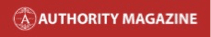 Authority Magazine with red background.