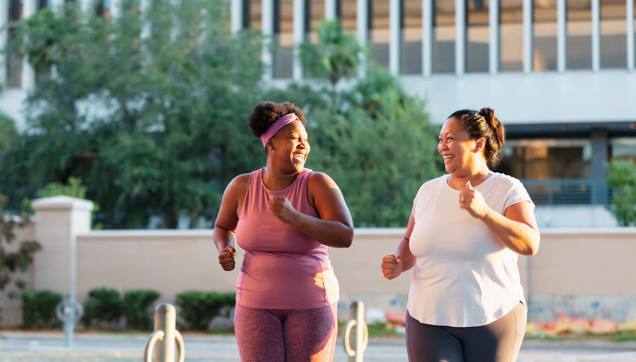 two women on a jog outside