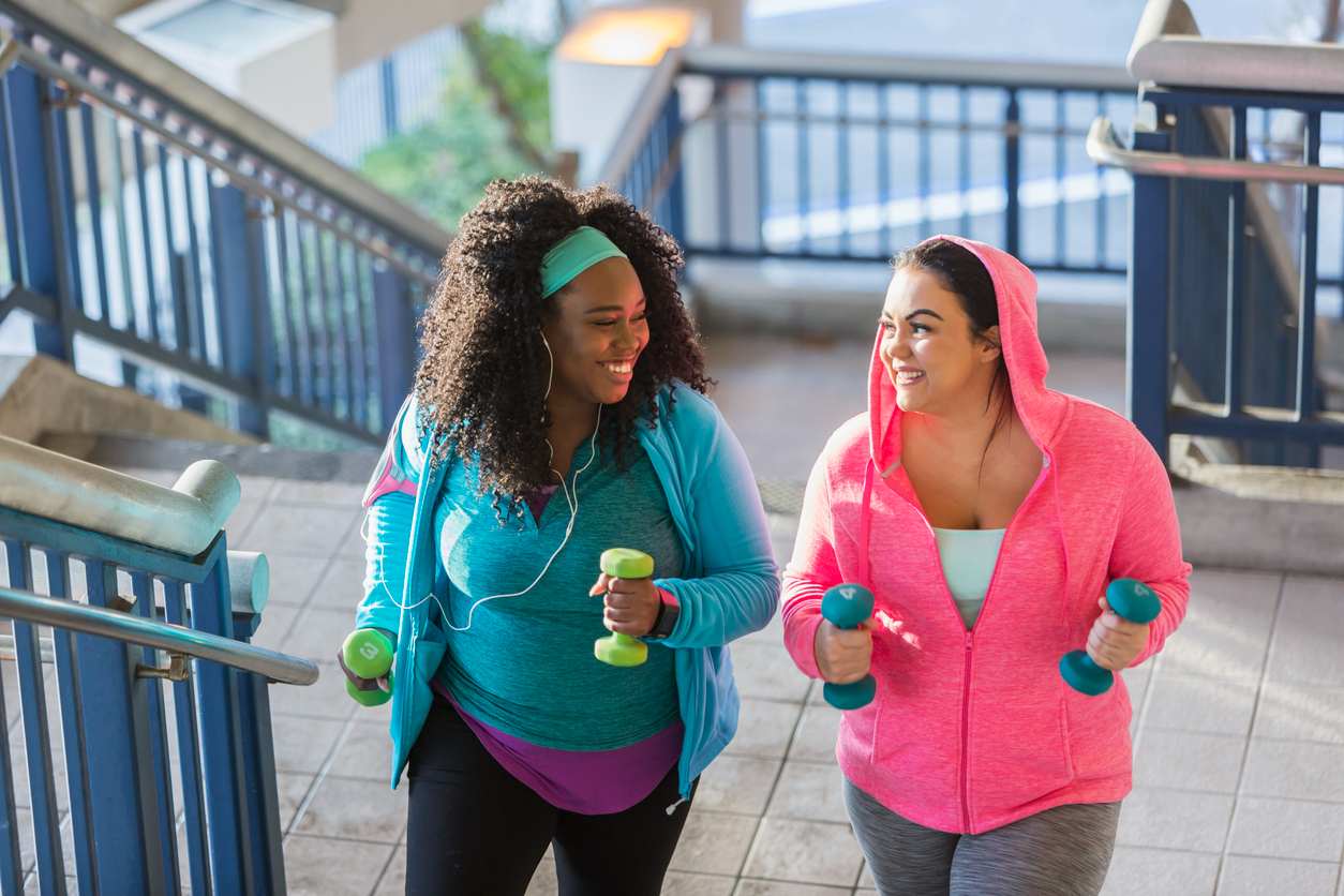 two women working out running